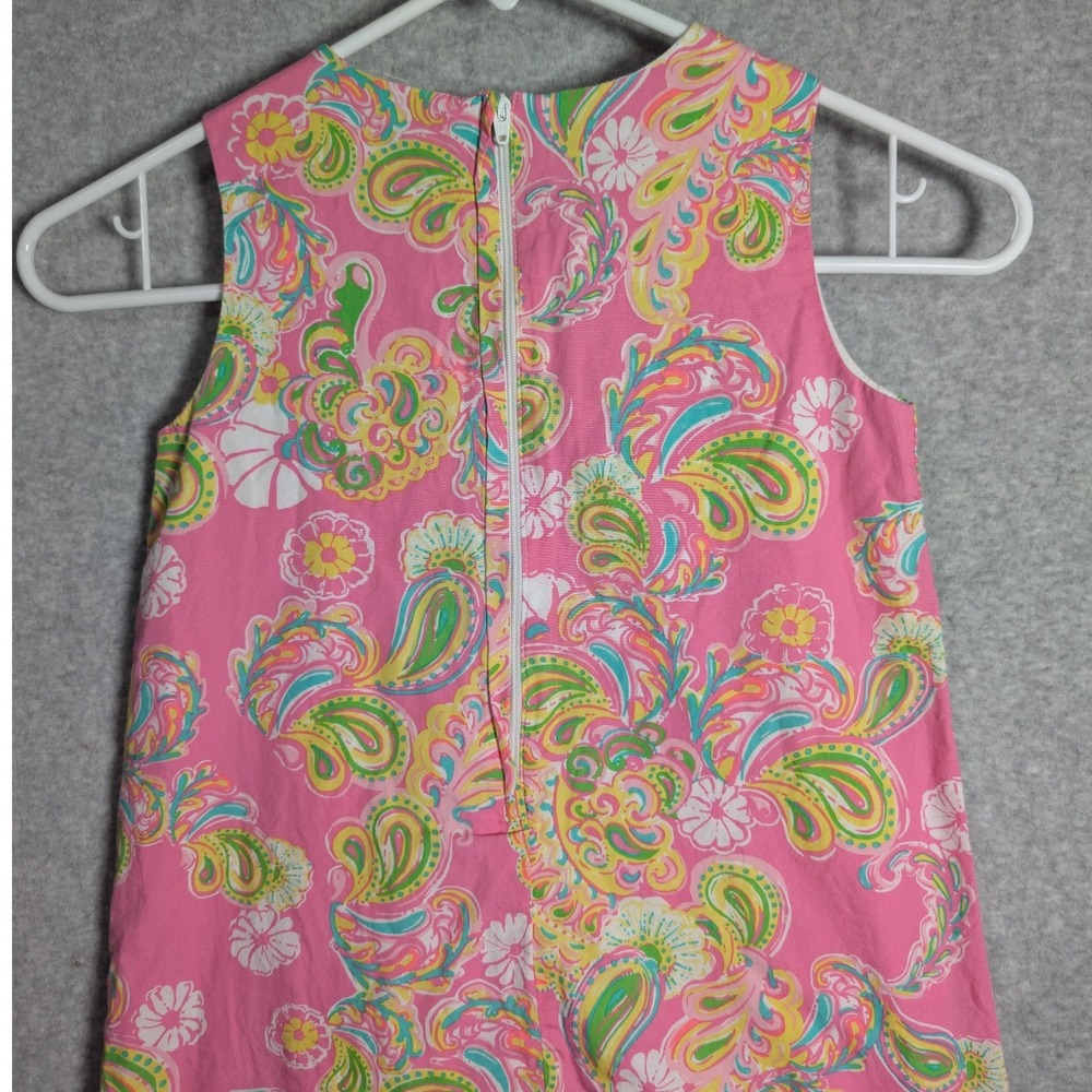 Lilly Pulitzer Girls Pink Paisley Floral Shift Dress Size 6 Sleeveless Preppy - Picture 3 of 8